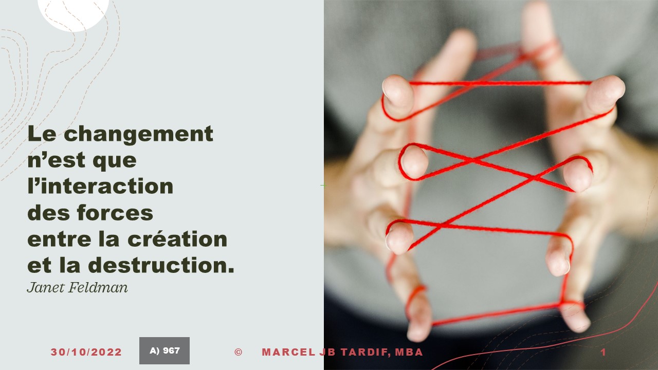 Lire la suite à propos de l’article Le changement  n’est que l’interaction  des forces  entre la création  et la destruction