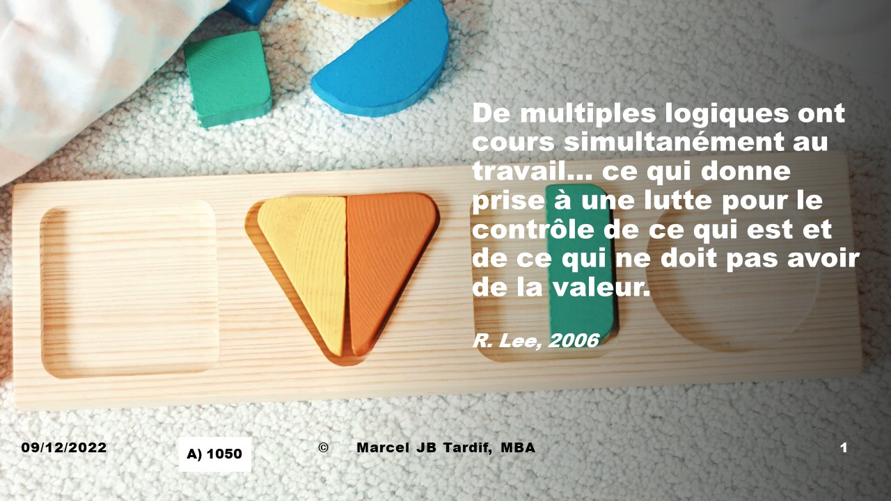 You are currently viewing De multiples logiques ont cours simultanément au travail… ce qui donne prise à une lutte pour le contrôle de ce qui est et de ce qui ne doit pas avoir de la valeur